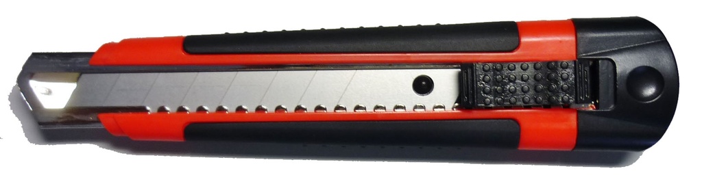 Nóż plastikowy z metalową prowadnicą na ostrza 18 mm A23