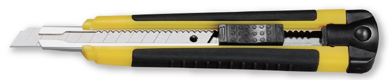 Ergonomiczny nóż z metalową prowadnicą na ostrza 9 mm