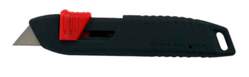 Mocny metalowy nóż bezpieczny z mechanizmem sprężynowym B32 na ostrza trapezowe lub hakowe suwak z góry i boku